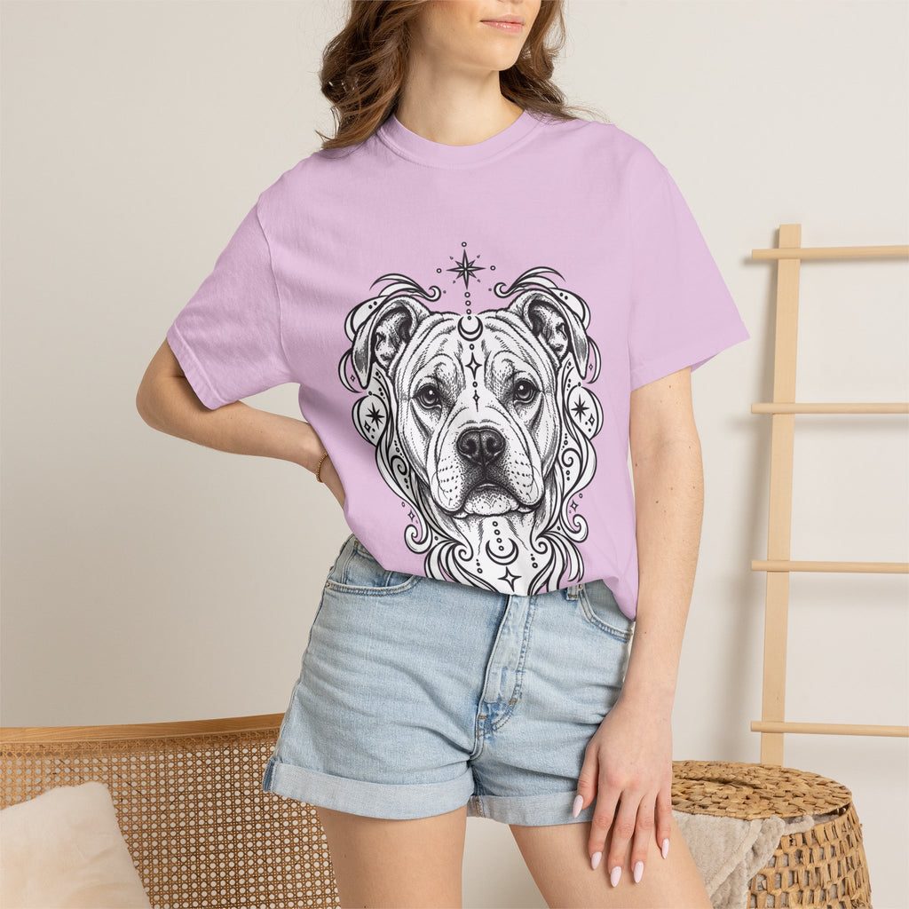 Mystical American Staffordshire Terrier Line Art T-Shirt — Minimal Dog Portrait Tee