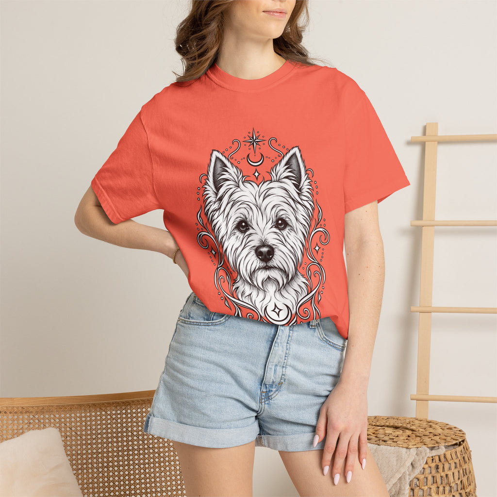 Mystical West Highland Terrier Line Art T-Shirt — Minimal Dog Portrait Tee