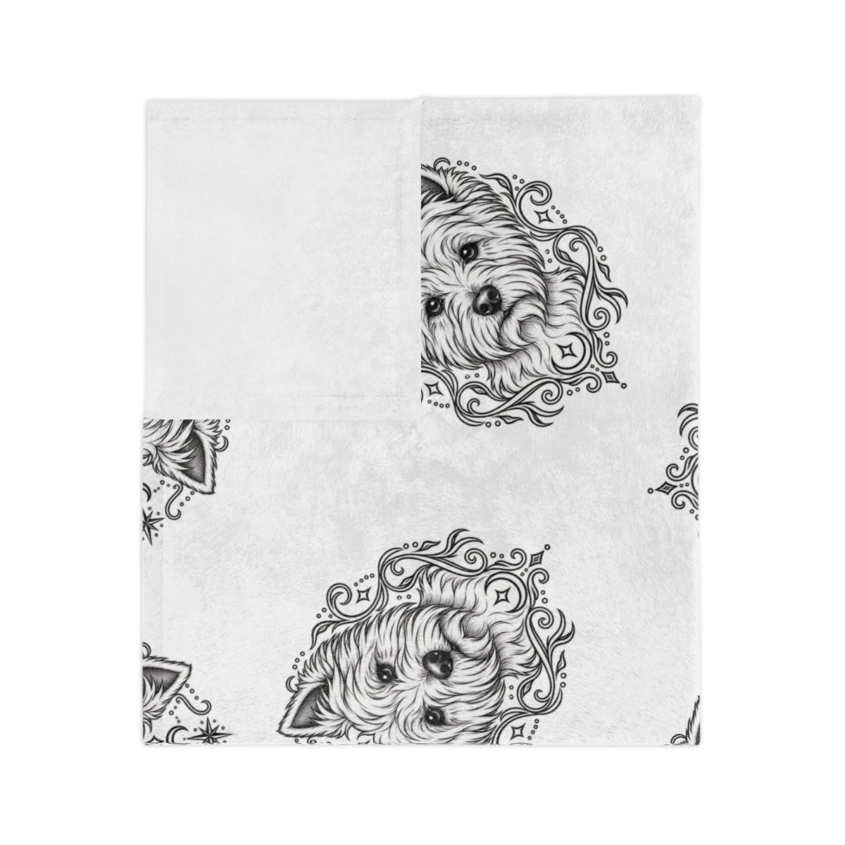 Mystical West Highland Terrier Minimalist Velveteen Microfiber Blanket — Soft Neutral Pet Portrait Throw