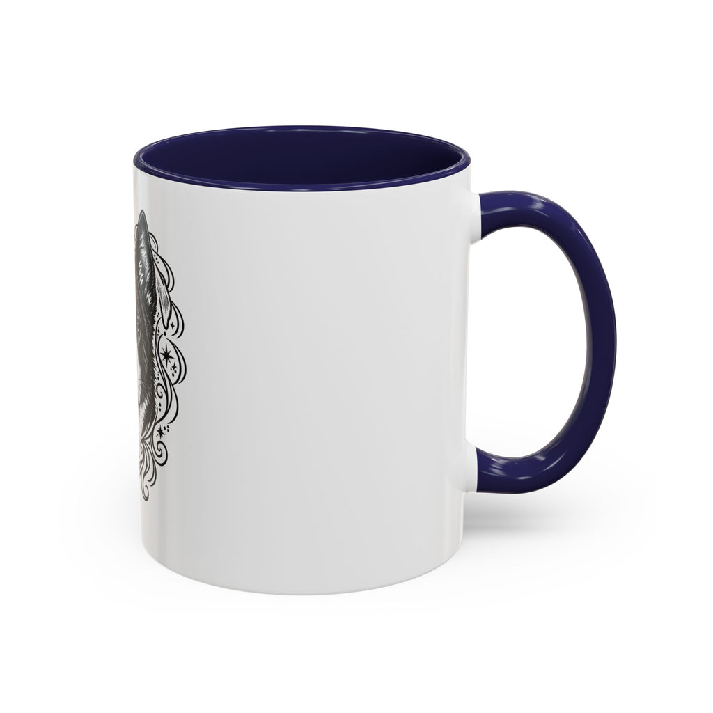 Mystical Karelian Bear Dog Line Art Accent Coffee Mug – Mystical Dog Portrait 11/15oz
