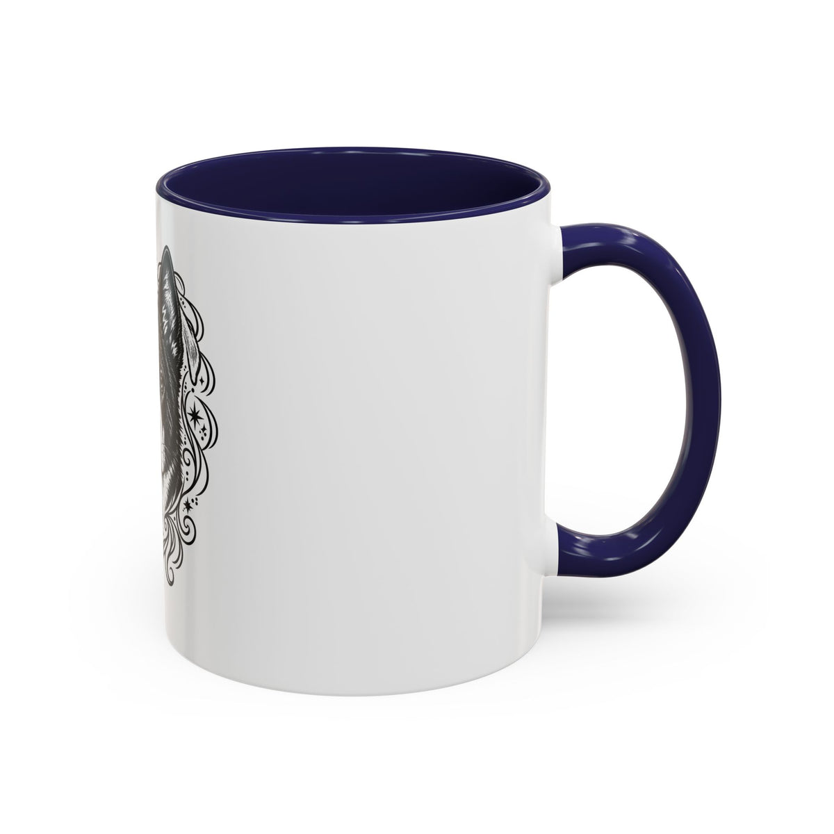 Mystical Karelian Bear Dog Line Art Accent Coffee Mug – Mystical Dog Portrait 11/15oz