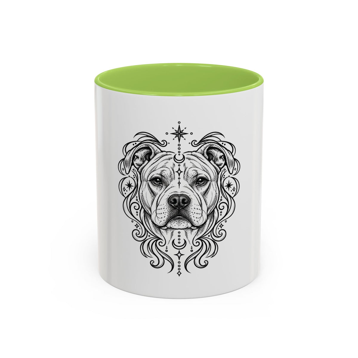 Mystical American Staffordshire Terrier Line Art Accent Coffee Mug – Mystical Dog Portrait 11/15oz