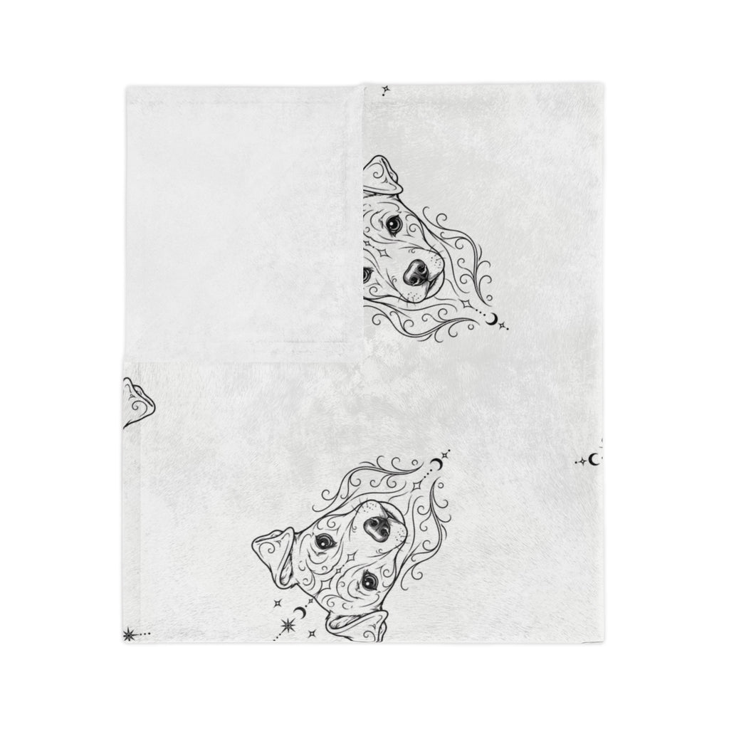 Mystical Danish Swedish Farm Dog Minimalist Velveteen Microfiber Blanket — Soft Neutral Pet Portrait Throw