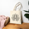 Mystical Saluki Line Art Canvas Tote — Dog Portrait Cotton Shopper