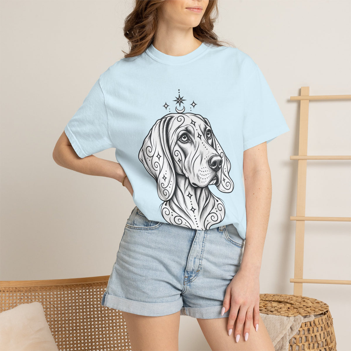 Mystical Weimaraner Line Art T-Shirt — Minimal Dog Portrait Tee