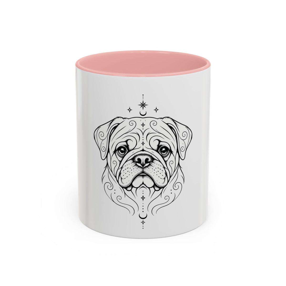 Mystical Pug Line Art Accent Coffee Mug – Mystical Dog Portrait 11/15oz