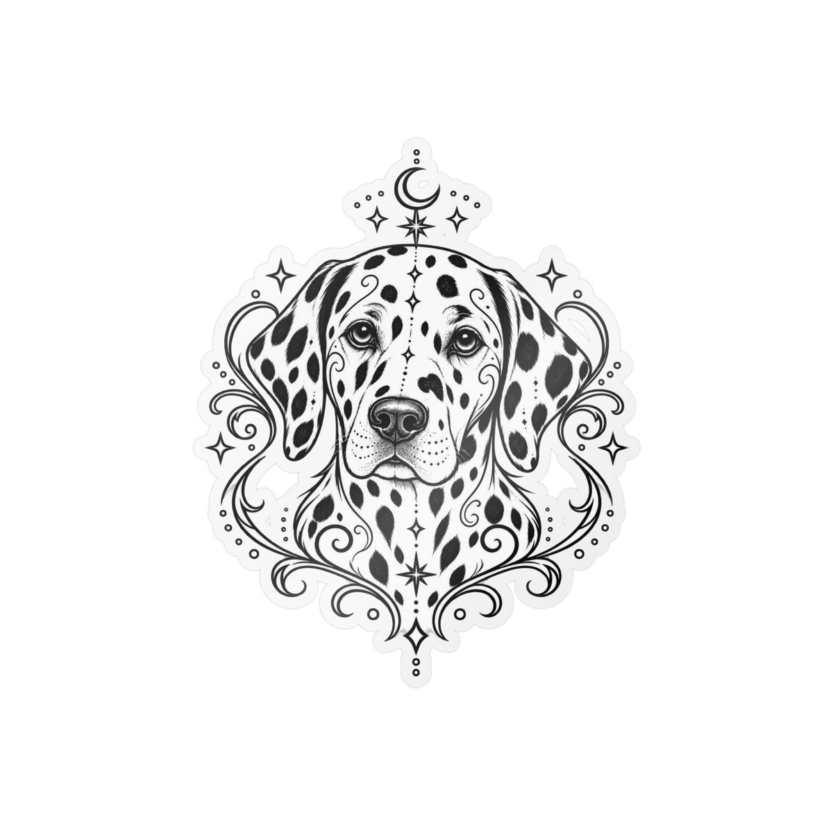 Mystical Dalmatian Mandala Sticker — Kiss-Cut Vinyl Decal