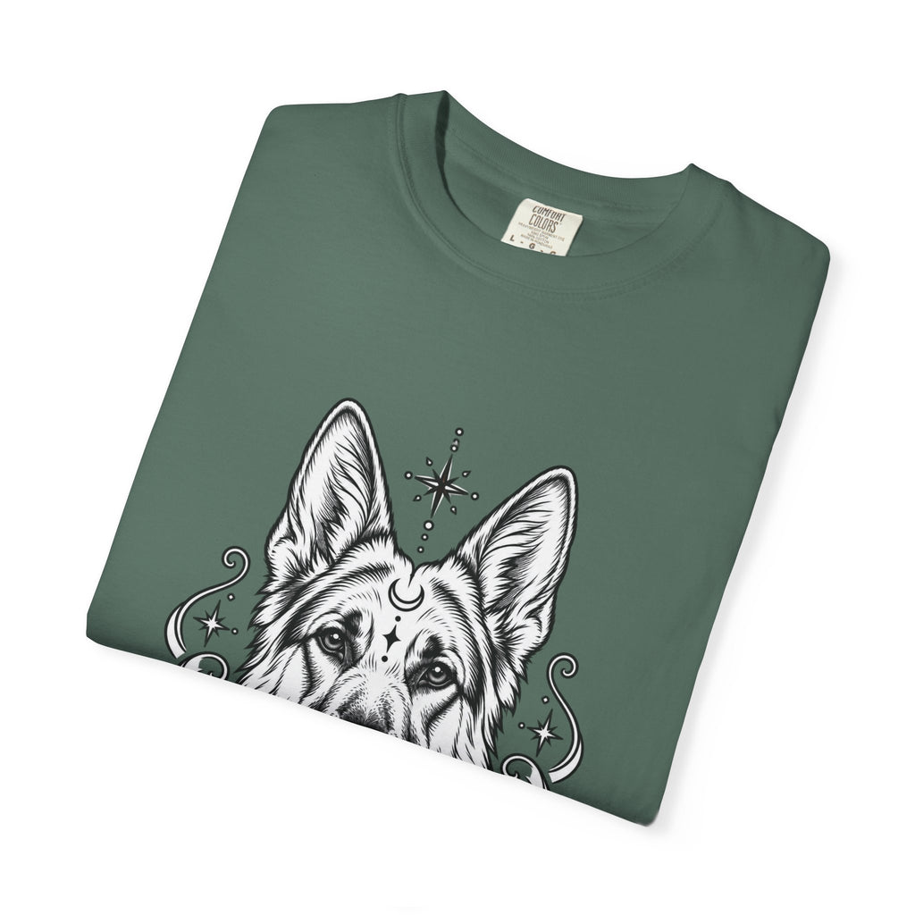 Mystical German Shepherd Line Art T-Shirt — Minimal Dog Portrait Tee