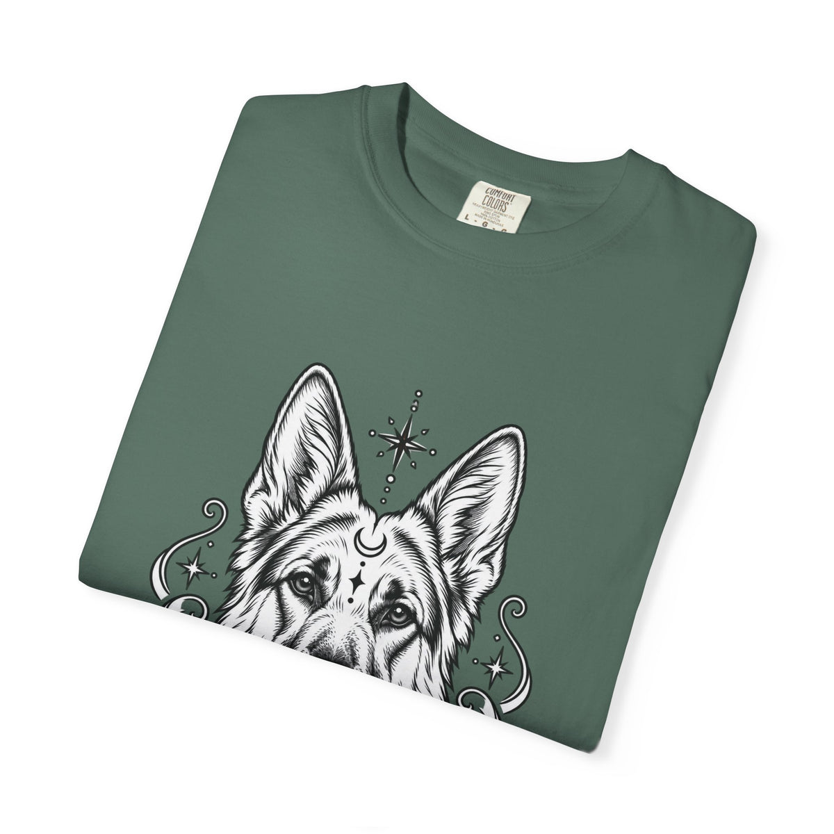 Mystical German Shepherd Line Art T-Shirt — Minimal Dog Portrait Tee