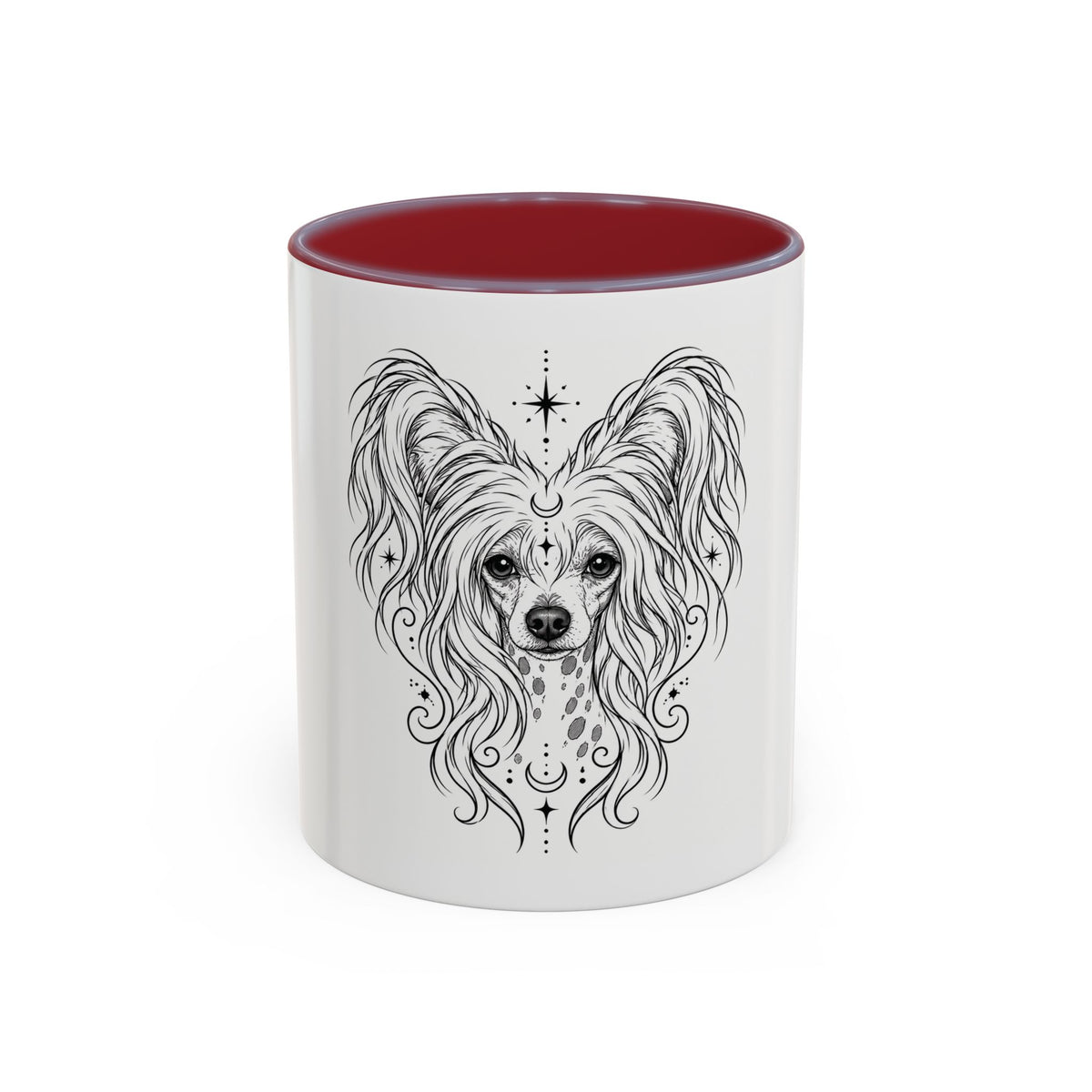 Mystical Chinese Crested Line Art Accent Coffee Mug – Mystical Dog Portrait 11/15oz