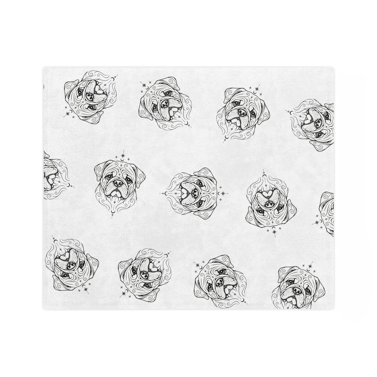 Mystical Pug Minimalist Velveteen Microfiber Blanket — Soft Neutral Pet Portrait Throw