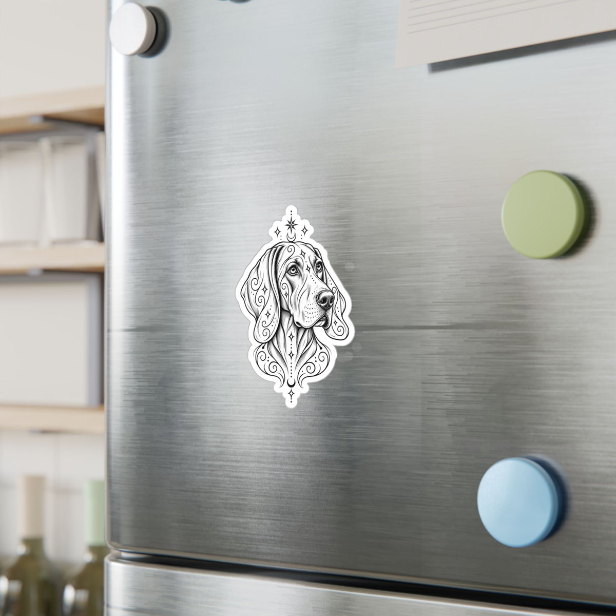 Mystical Weimaraner Line Art Kiss-Cut Vinyl Sticker — Decorative Dog Portrait Decal