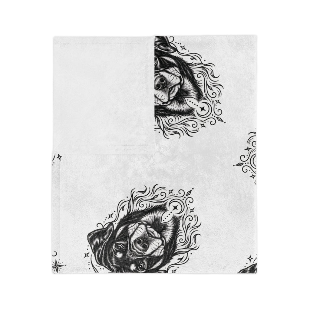 Mystical Rottweiler Minimalist Velveteen Microfiber Blanket — Soft Neutral Pet Portrait Throw