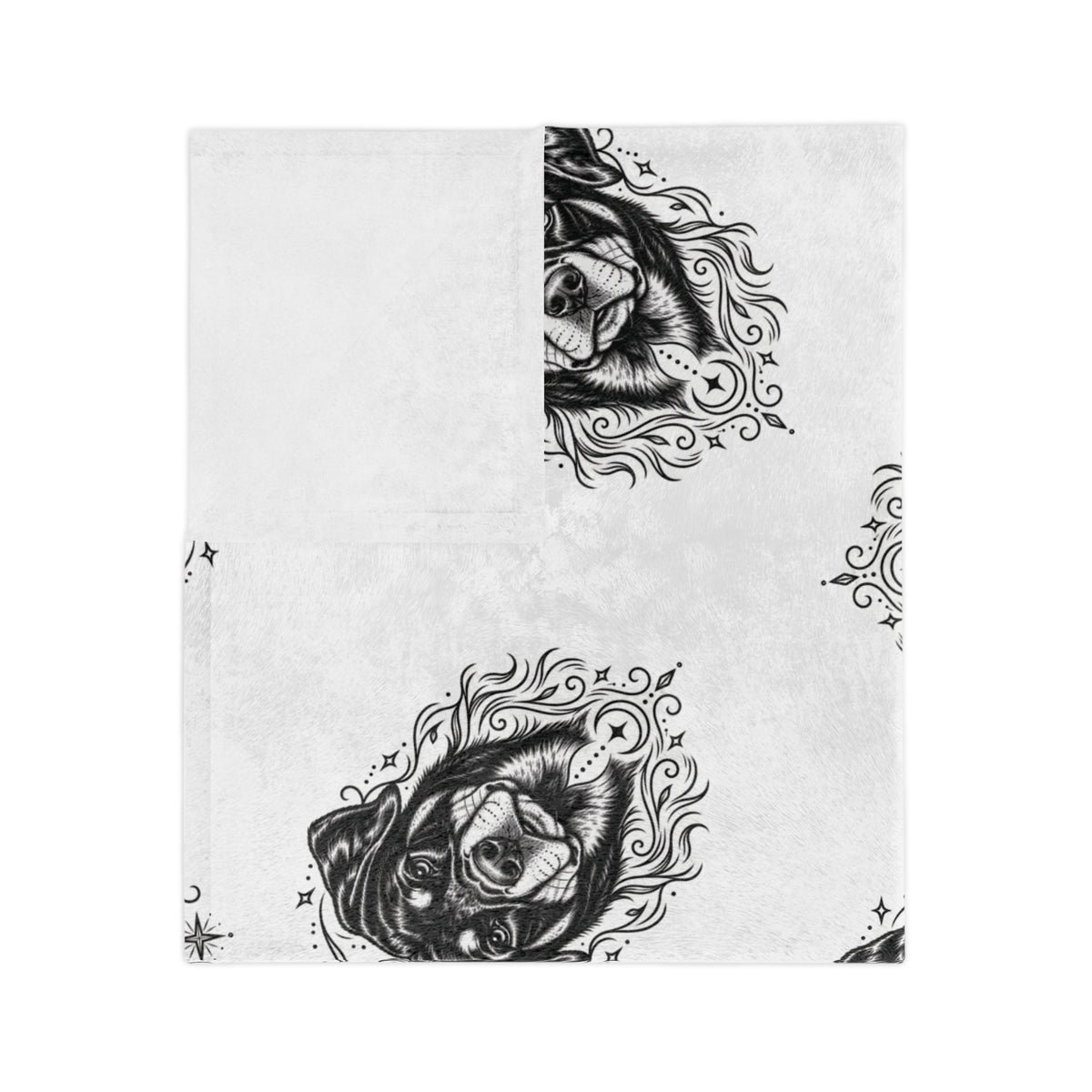Mystical Rottweiler Minimalist Velveteen Microfiber Blanket — Soft Neutral Pet Portrait Throw