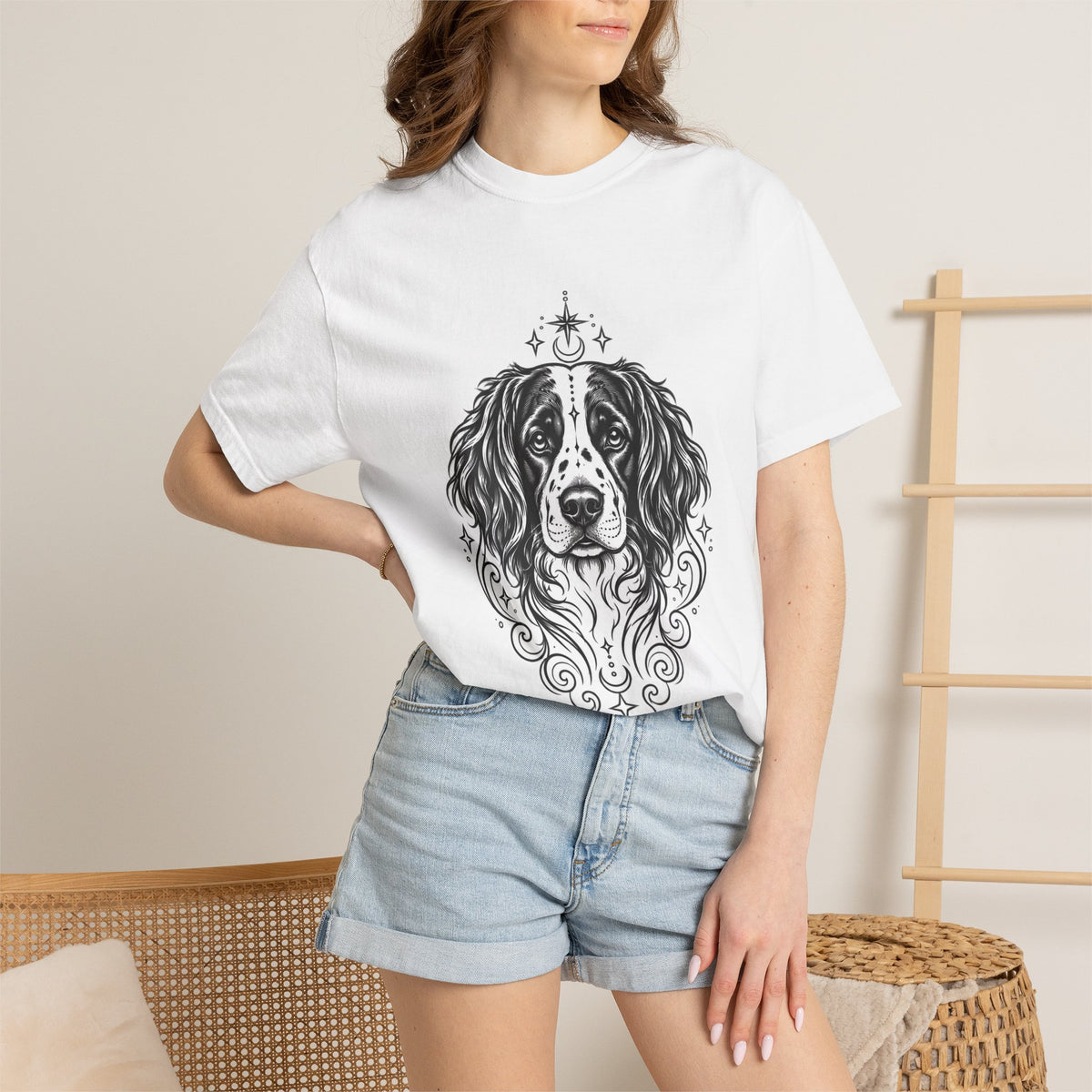 Mystical Stabyhoun Line Art T-Shirt — Minimal Dog Portrait Tee