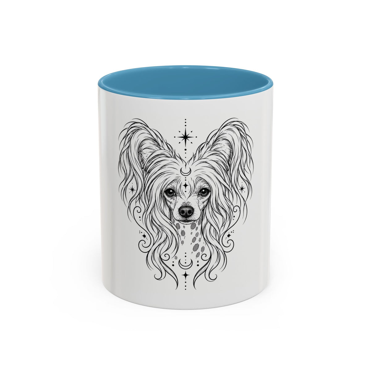 Mystical Chinese Crested Line Art Accent Coffee Mug – Mystical Dog Portrait 11/15oz