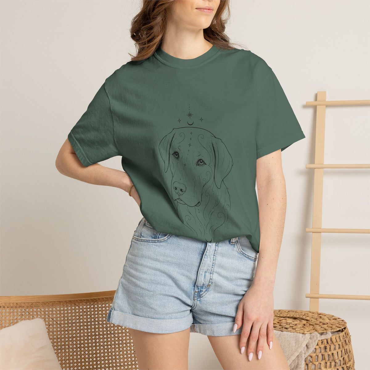 Mystical Labrador Retriever Line Art T-Shirt — Minimal Dog Portrait Tee