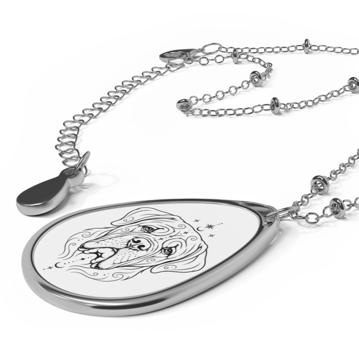Mystical Mastiff Oval Necklace — Engraved Pet Pendant