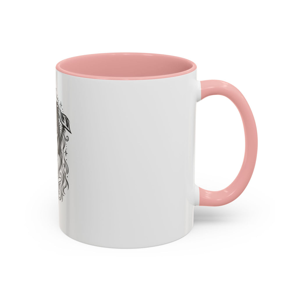Mystical Border Collie LH Line Art Accent Coffee Mug – Mystical Dog Portrait 11/15oz
