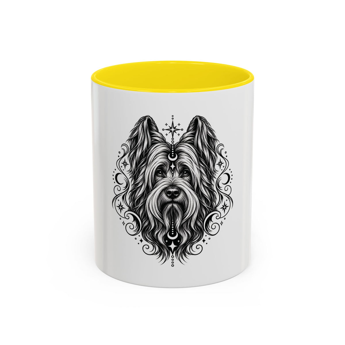 Mystical Briard CE Line Art Accent Coffee Mug – Mystical Dog Portrait 11/15oz