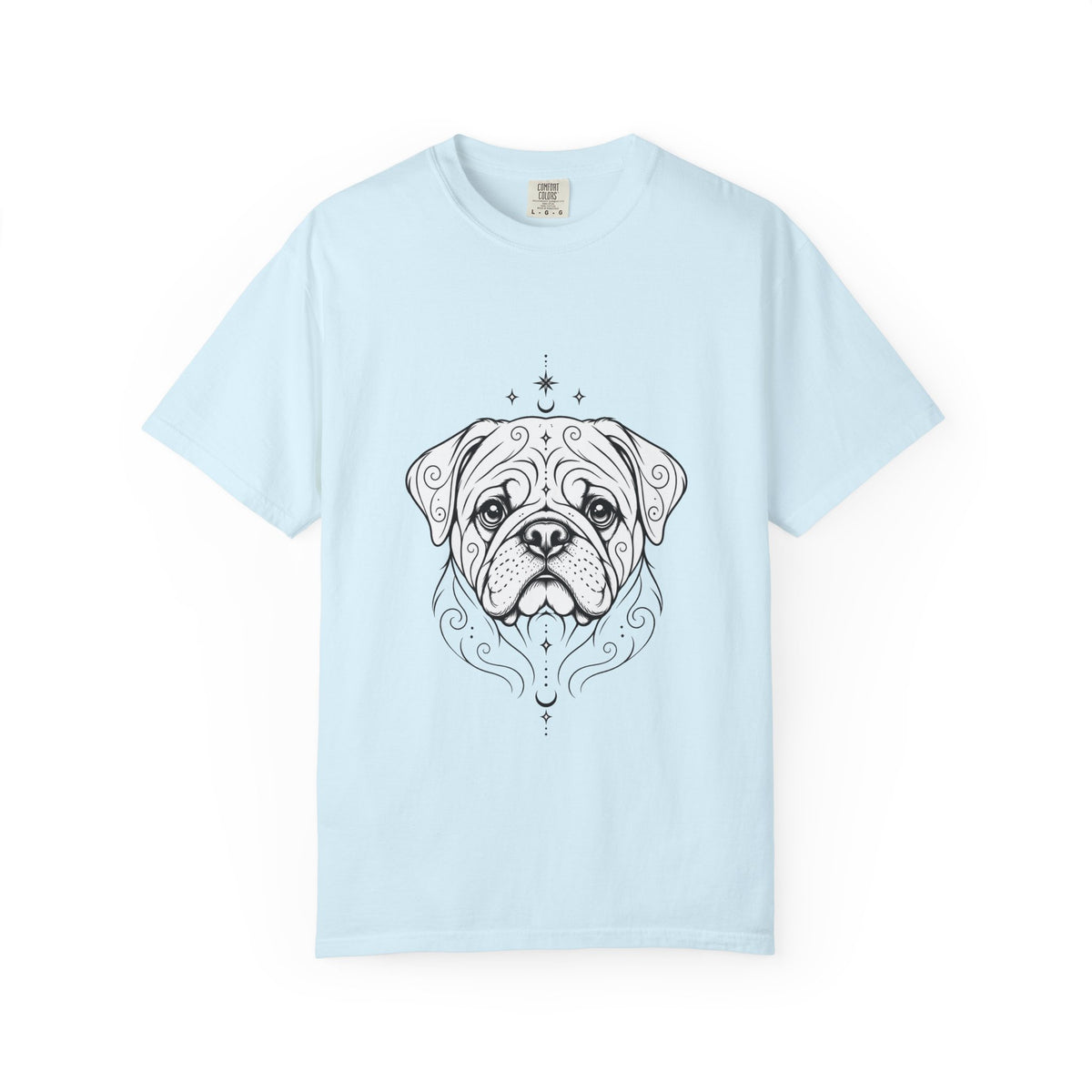 Mystical Pug Line Art T-Shirt — Minimal Dog Portrait Tee