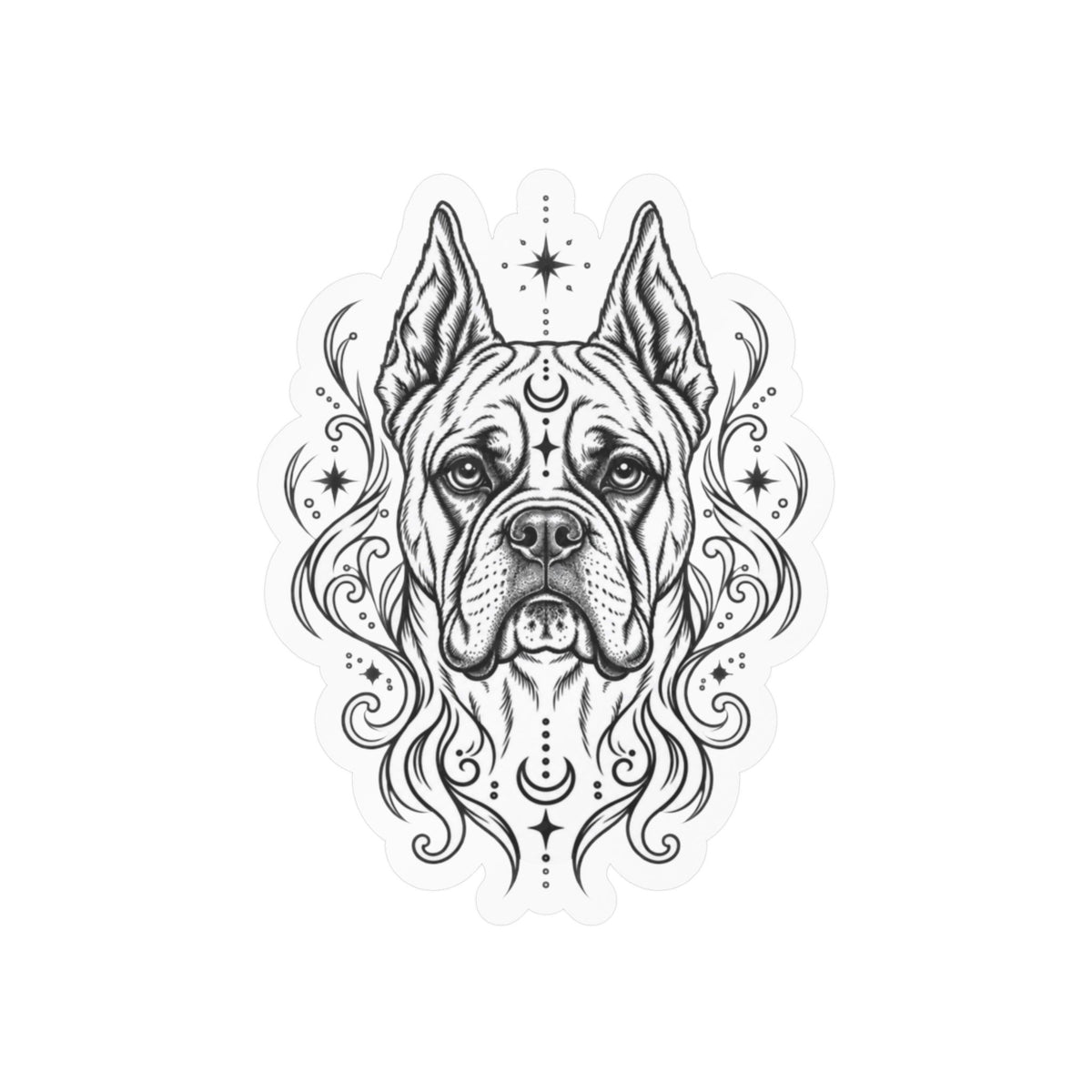 Copy of Mystical White Swiss Shepherd Line Art Kiss-Cut Vinyl Sticker — Decorative Dog Portrait Decal