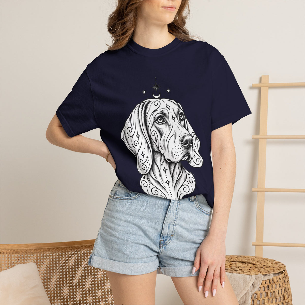Mystical Weimaraner Line Art T-Shirt — Minimal Dog Portrait Tee