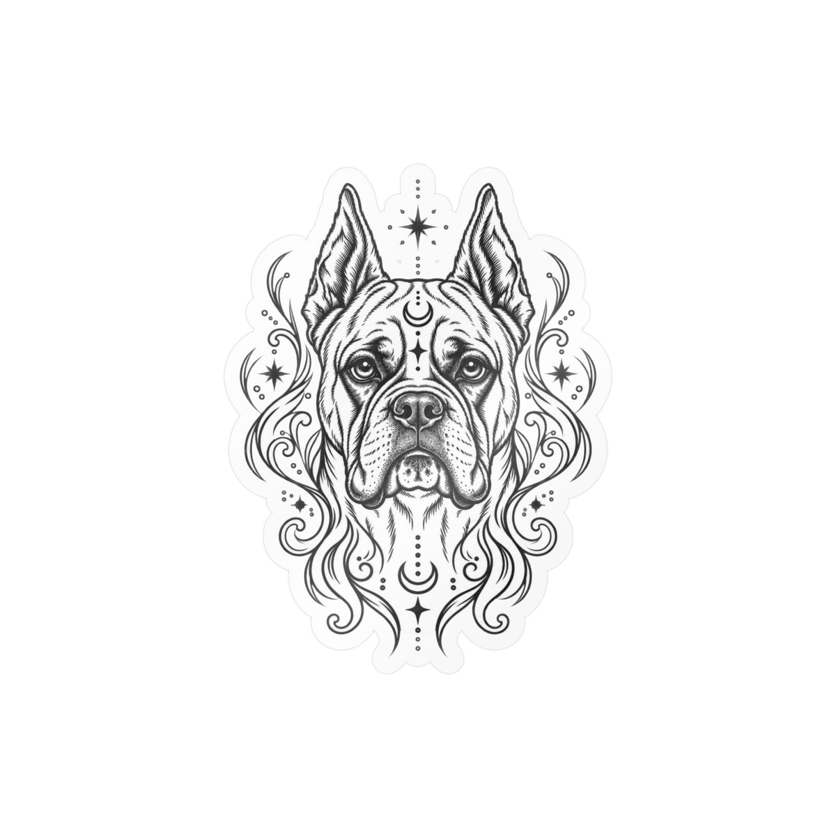 Copy of Mystical White Swiss Shepherd Line Art Kiss-Cut Vinyl Sticker — Decorative Dog Portrait Decal