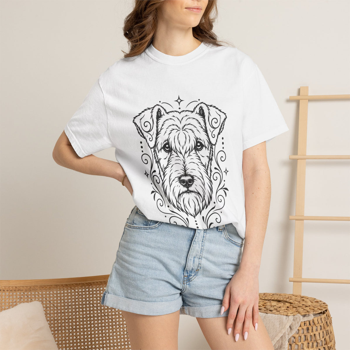 Mystical Lakeland Terrier Line Art T-Shirt — Minimal Dog Portrait Tee