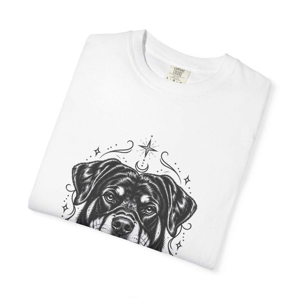 Mystical Rottweiler Line Art T-Shirt — Minimal Dog Portrait Tee