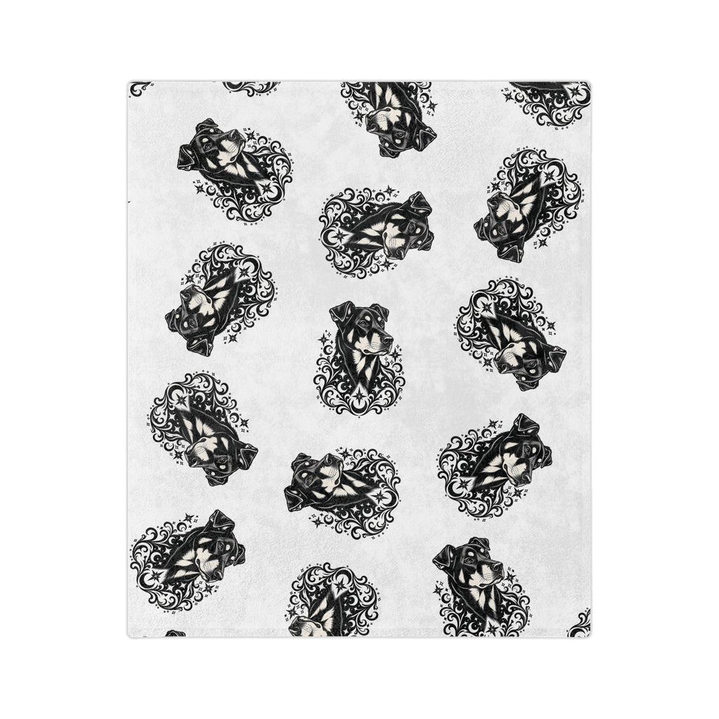 Mystical Beauceron NE HD Minimalist Velveteen Microfiber Blanket — Soft Neutral Pet Portrait Throw