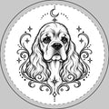 Mystical American Cocker Spaniel Round Car Magnet — Boho Dog Face Sticker