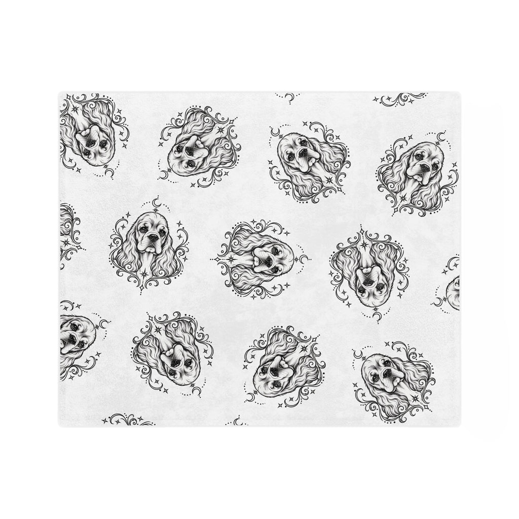 Mystical American Cocker Spaniel Minimalist Velveteen Microfiber Blanket — Soft Neutral Pet Portrait Throw