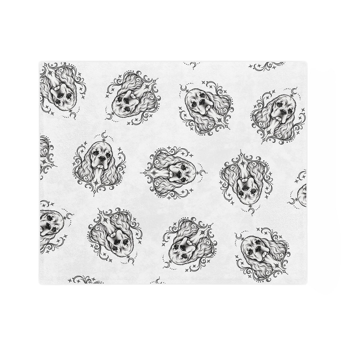Mystical American Cocker Spaniel Minimalist Velveteen Microfiber Blanket — Soft Neutral Pet Portrait Throw