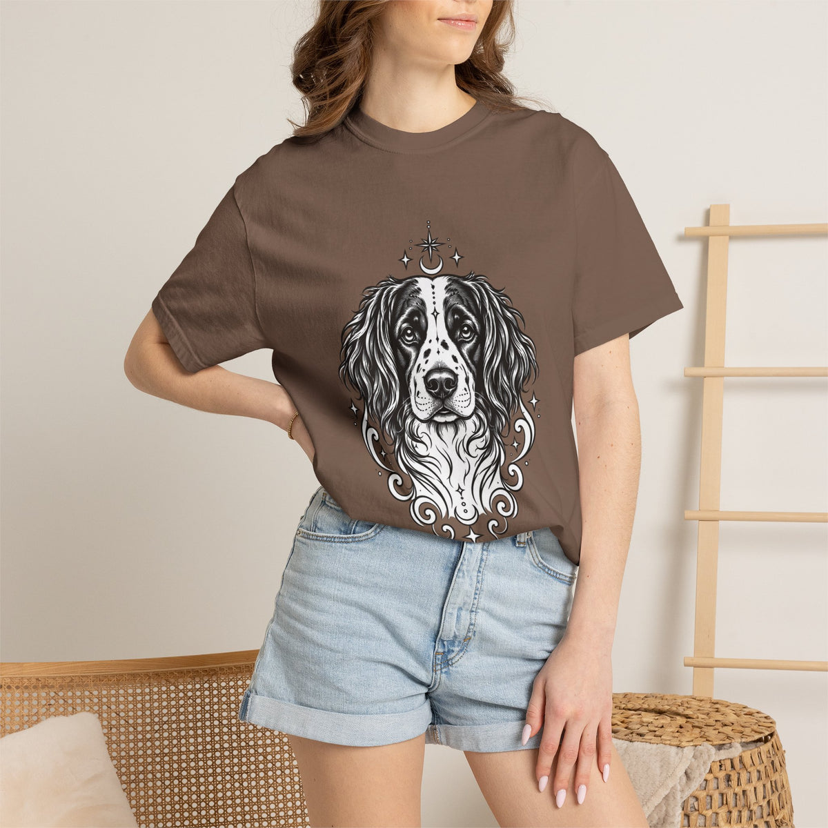 Mystical Stabyhoun Line Art T-Shirt — Minimal Dog Portrait Tee
