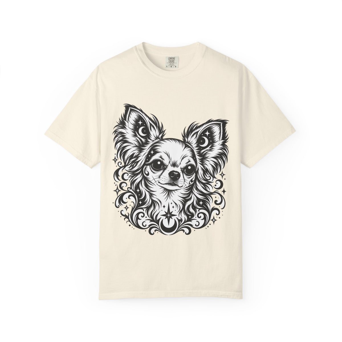 Mystical  Chihuahua LH Line Art T-Shirt — Minimal Dog Portrait Tee