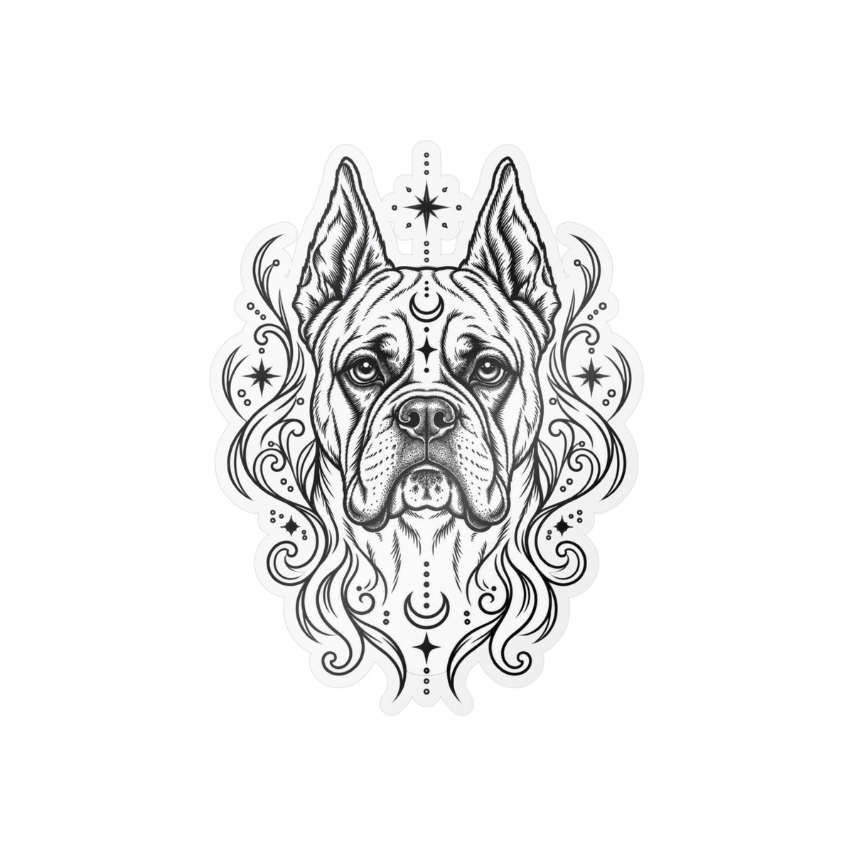 Copy of Mystical White Swiss Shepherd Line Art Kiss-Cut Vinyl Sticker — Decorative Dog Portrait Decal