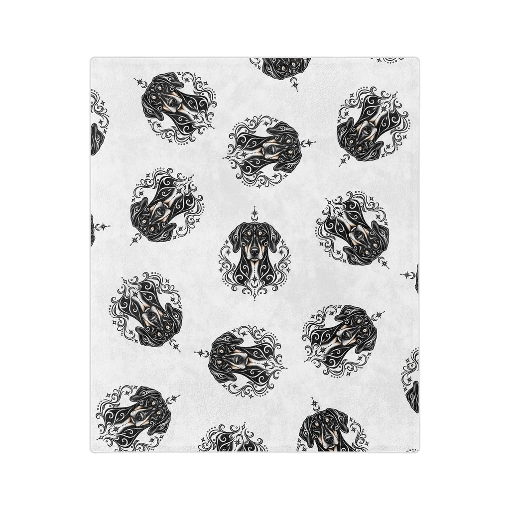 Mystical Doberman Pinscher NE Minimalist Velveteen Microfiber Blanket — Soft Neutral Pet Portrait Throw