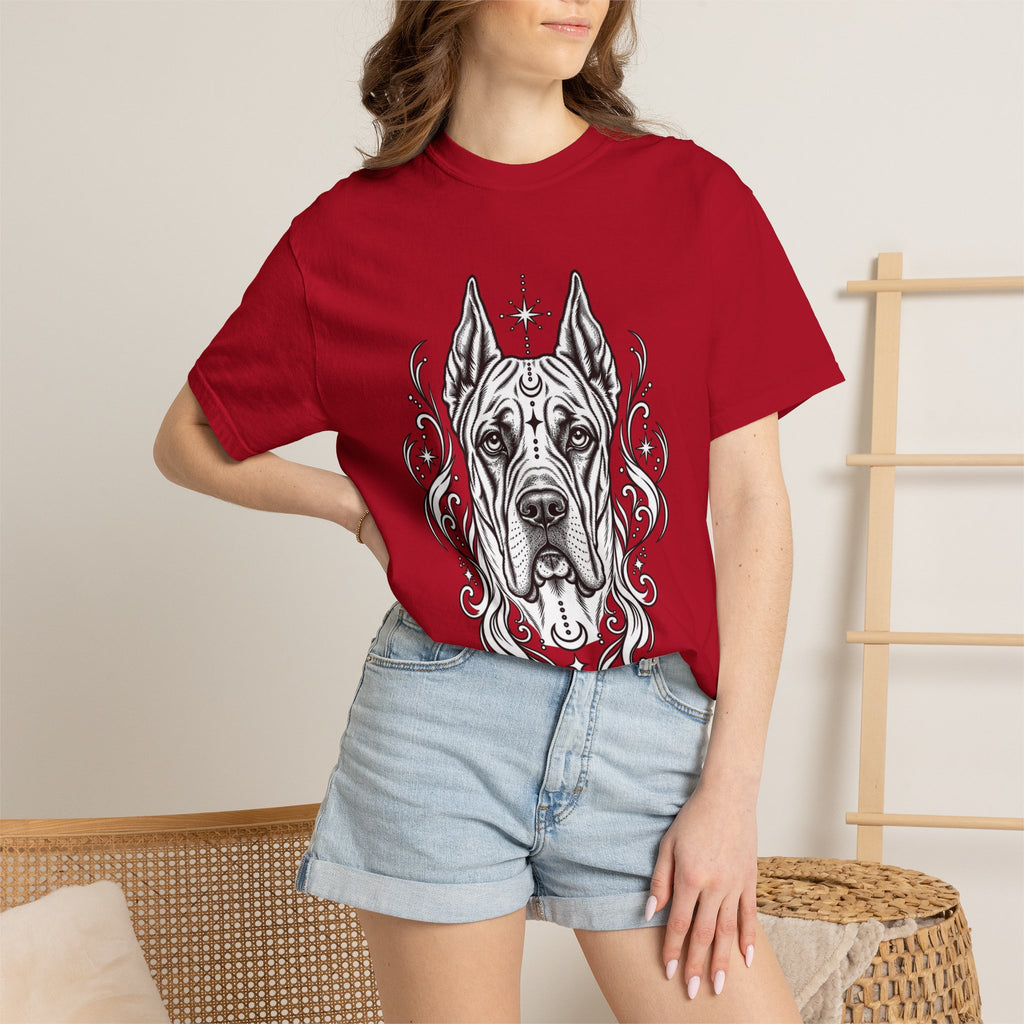 Mystical Great Dane CE Line Art T-Shirt — Minimal Dog Portrait Tee