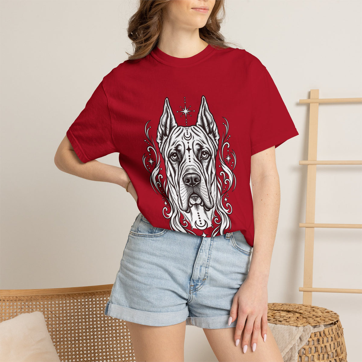 Mystical Great Dane CE Line Art T-Shirt — Minimal Dog Portrait Tee
