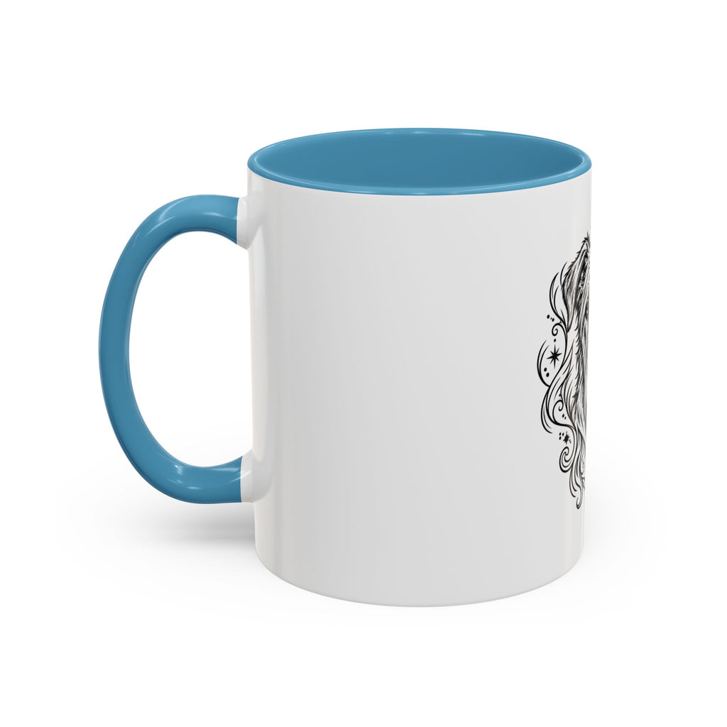 Mystical Irish Wolfhound Line Art Accent Coffee Mug – Mystical Dog Portrait 11/15oz