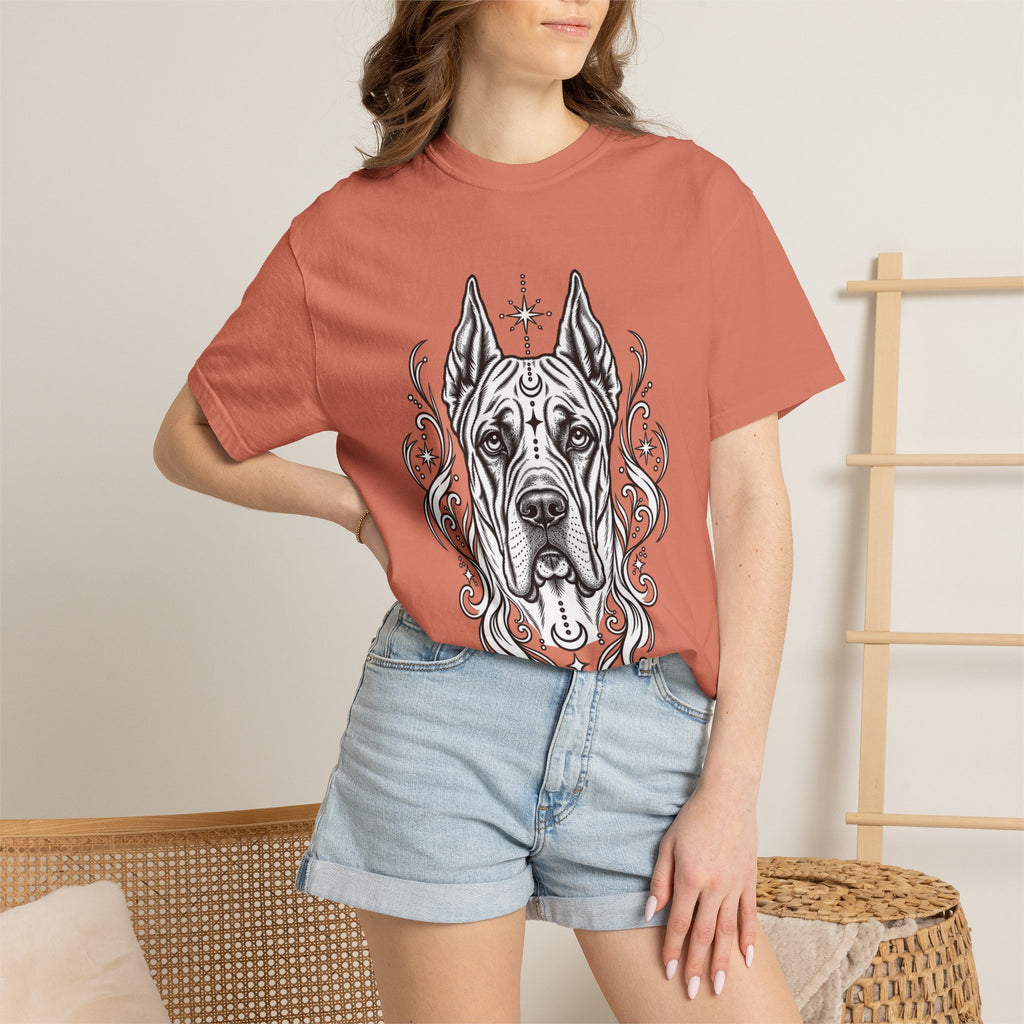 Mystical Great Dane CE Line Art T-Shirt — Minimal Dog Portrait Tee
