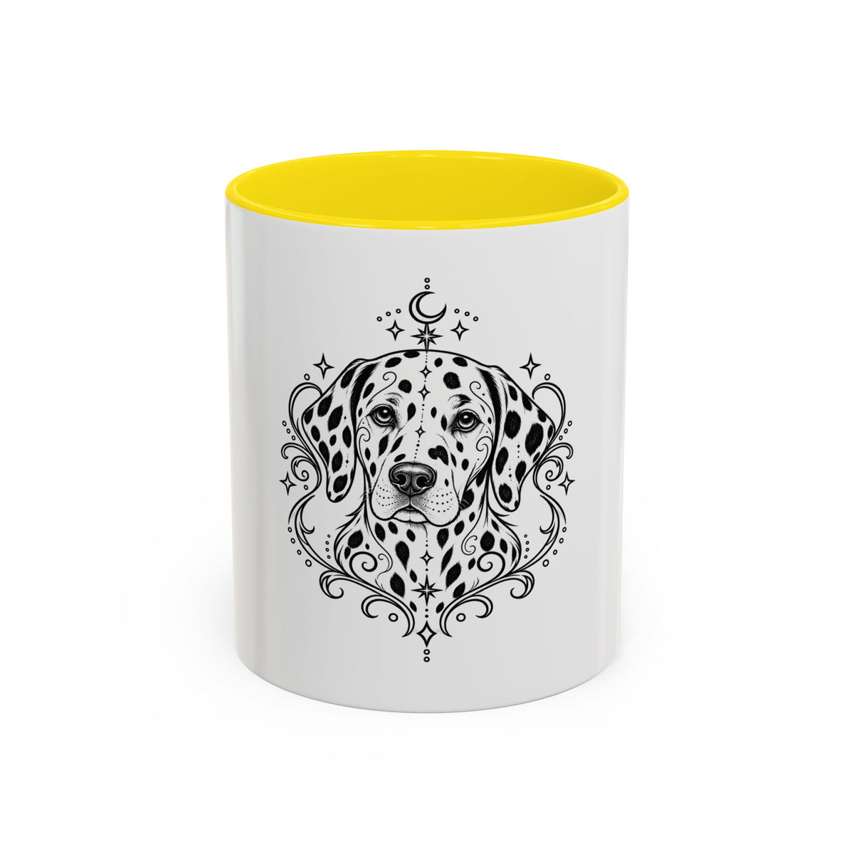 Mystical Dalmatian Line Art Accent Coffee Mug – Mystical Dog Portrait 11/15oz