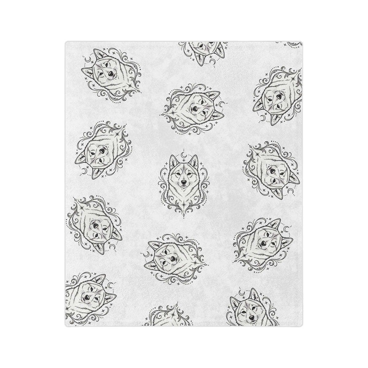 Mystical Shikoku Minimalist Velveteen Microfiber Blanket — Soft Neutral Pet Portrait Throw