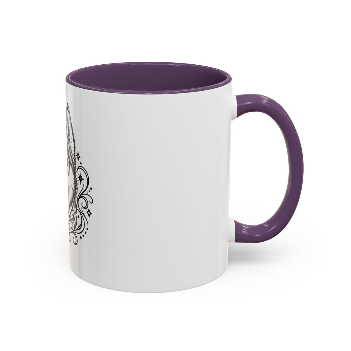Mystical Siberian Husky Line Art Accent Coffee Mug – Mystical Dog Portrait 11/15oz