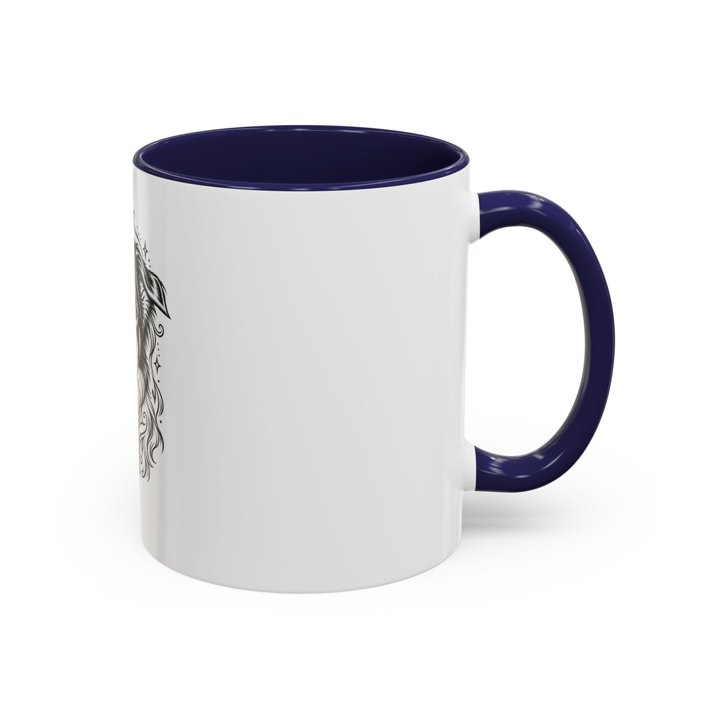 Mystical Border Collie LH Line Art Accent Coffee Mug – Mystical Dog Portrait 11/15oz
