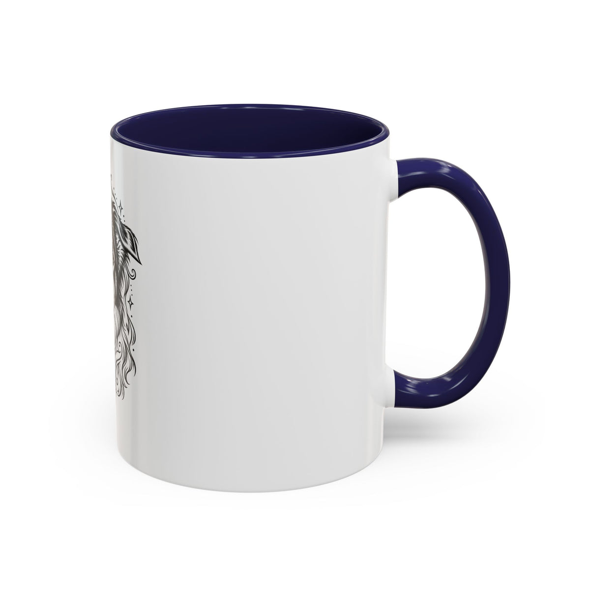 Mystical Border Collie LH Line Art Accent Coffee Mug – Mystical Dog Portrait 11/15oz